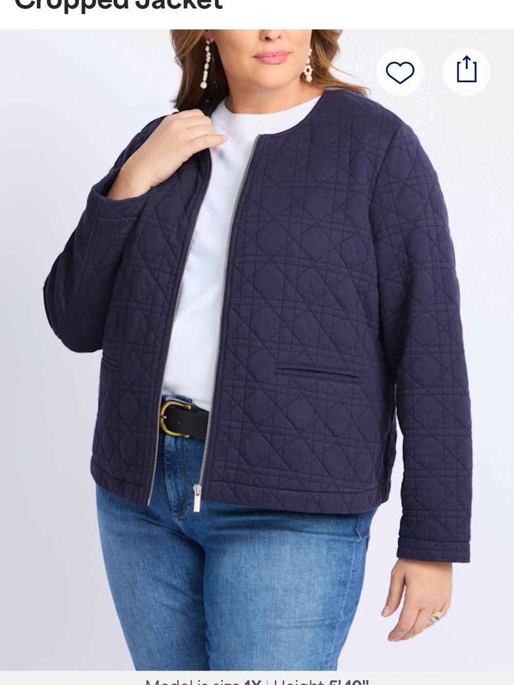 bagatelle Quilted Navy Cropped Puffer Jacket